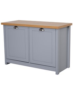 HOMCOM Shoe Cabinet, 2 Doors Hallway Cupboard, Storage Organiser with Shelf, Grey