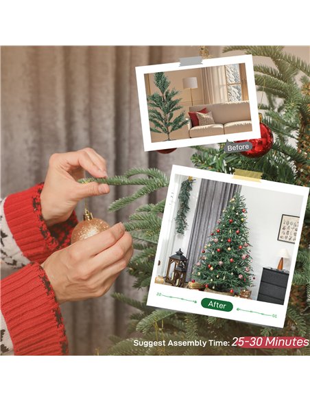 HOMCOM 7 ft Full Spruce Christmas Tree with Realistic Dense Tips, Easy Assembly - Green - pic 208770 | FastDaddyshop