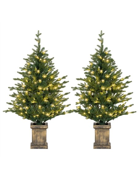 HOMCOM Set of Two Artificial 4ft Christmas Trees, with Lights - Green - pic 208773 | FastDaddyshop
