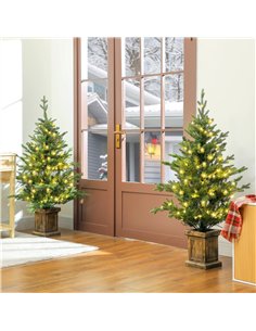 HOMCOM Set of Two Artificial 4ft Christmas Trees, with Lights - Green 2