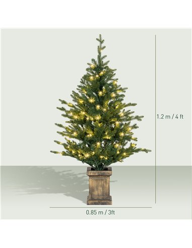 HOMCOM Set of Two Artificial 4ft Christmas Trees, with Lights - Green