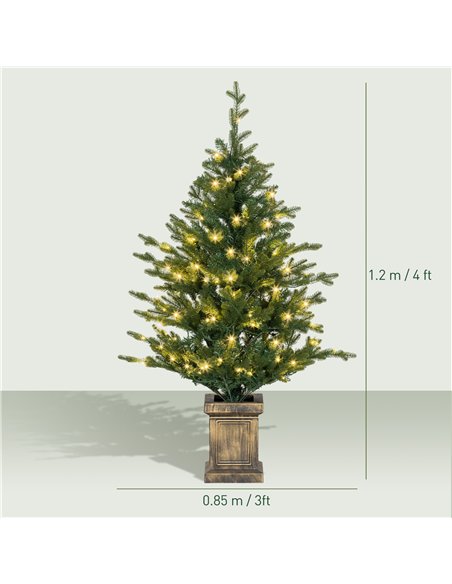 HOMCOM Set of Two Artificial 4ft Christmas Trees, with Lights - Green - pic 208775 | FastDaddyshop