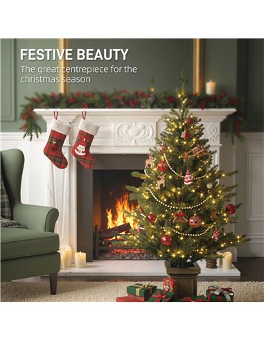 HOMCOM Set of Two Artificial 4ft Christmas Trees, with Lights - Green