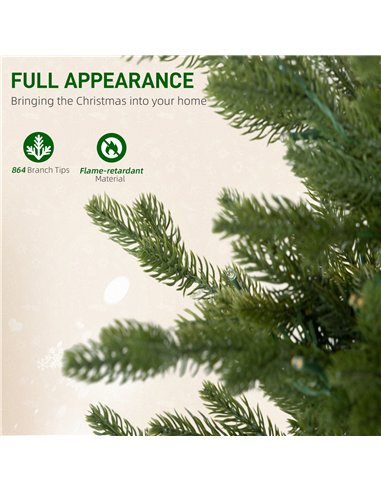 HOMCOM Set of Two Artificial 4ft Christmas Trees, with Lights - Green