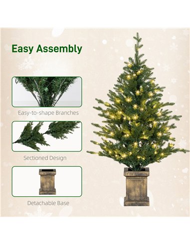 HOMCOM Set of Two Artificial 4ft Christmas Trees, with Lights - Green