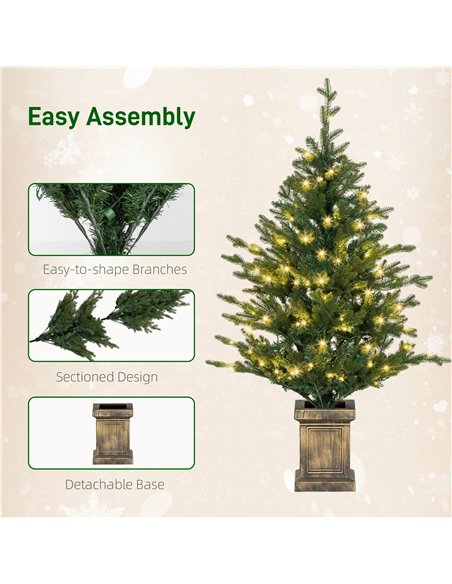 HOMCOM Set of Two Artificial 4ft Christmas Trees, with Lights - Green - pic 208780 | FastDaddyshop