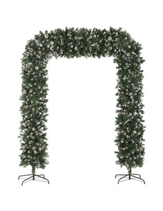 HOMCOM 8.2 ft Snow Frosted Christmas Tree Arch, Christmas Arch Doorway Decor with 1800 Tips and 91 Pinecones, Artificial Xmas Tr