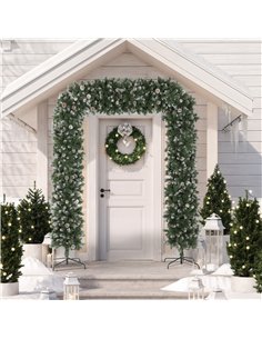 HOMCOM 8.2 ft Snow Frosted Christmas Tree Arch, Christmas Arch Doorway Decor with 1800 Tips and 91 Pinecones, Artificial Xmas Tr 2