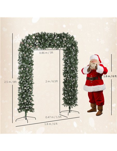HOMCOM 8.2 ft Snow Frosted Christmas Tree Arch, Christmas Arch Doorway Decor with 1800 Tips and 91 Pinecones, Artificial Xmas Tr - pic 208784 | FastDaddyshop