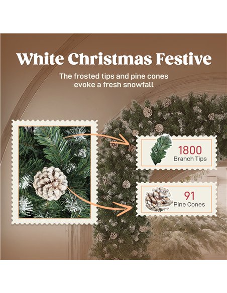 HOMCOM 8.2 ft Snow Frosted Christmas Tree Arch, Christmas Arch Doorway Decor with 1800 Tips and 91 Pinecones, Artificial Xmas Tr - pic 208787 | FastDaddyshop