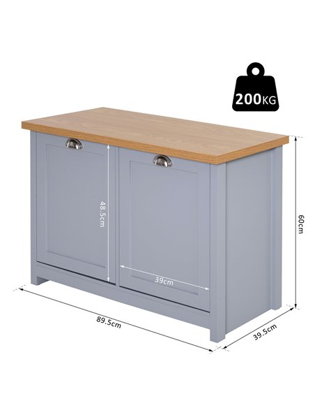 HOMCOM Shoe Cabinet, 2 Doors Hallway Cupboard, Storage Organiser with Shelf, Grey - pic 20879 | FastDaddyshop