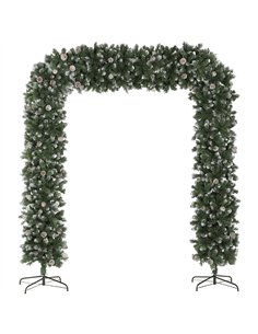 HOMCOM 8.2 ft Snow Frosted Christmas Tree Arch, Christmas Arch Doorway Decor with 2100 Tips and 96 Pinecones, Artificial Xmas Tr