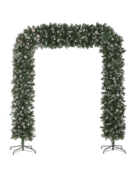 HOMCOM 8.2 ft Snow Frosted Christmas Tree Arch, Christmas Arch Doorway Decor with 2100 Tips and 96 Pinecones, Artificial Xmas Tr - pic 208791 | FastDaddyshop