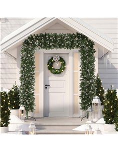 HOMCOM 8.2 ft Snow Frosted Christmas Tree Arch, Christmas Arch Doorway Decor with 2100 Tips and 96 Pinecones, Artificial Xmas Tr 2