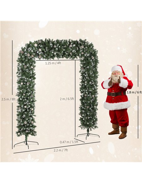 HOMCOM 8.2 ft Snow Frosted Christmas Tree Arch, Christmas Arch Doorway Decor with 2100 Tips and 96 Pinecones, Artificial Xmas Tr - pic 208793 | FastDaddyshop