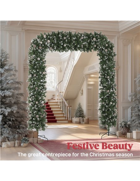 HOMCOM 8.2 ft Snow Frosted Christmas Tree Arch, Christmas Arch Doorway Decor with 2100 Tips and 96 Pinecones, Artificial Xmas Tr - pic 208794 | FastDaddyshop