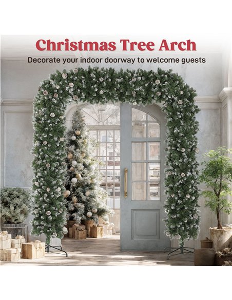 HOMCOM 8.2 ft Snow Frosted Christmas Tree Arch, Christmas Arch Doorway Decor with 2100 Tips and 96 Pinecones, Artificial Xmas Tr - pic 208795 | FastDaddyshop