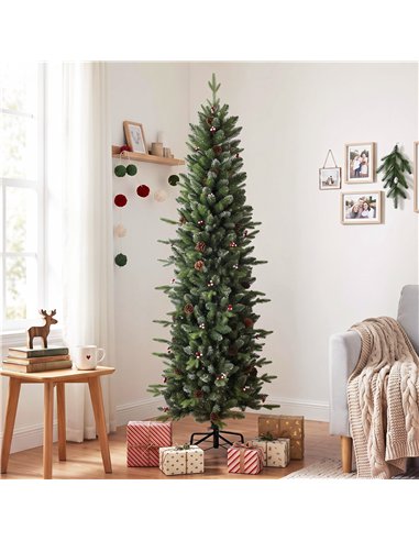 HOMCOM Slim Gracious Pine Xmas Tree, 6ft/180cm Artificial Christmas Tree with 688 Branch Tips, Foldable Steel Stand, Green