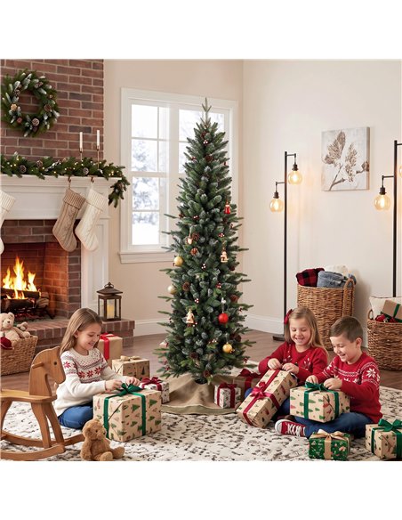 HOMCOM Slim Gracious Pine Xmas Tree, 6ft/180cm Artificial Christmas Tree with 688 Branch Tips, Foldable Steel Stand, Green - pic 208808 | FastDaddyshop