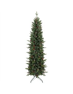 HOMCOM Slim Gracious Pine Xmas Tree, 7ft/210cm Artificial Christmas Tree with 904 Branch Tips, Foldable Steel Stand, Green