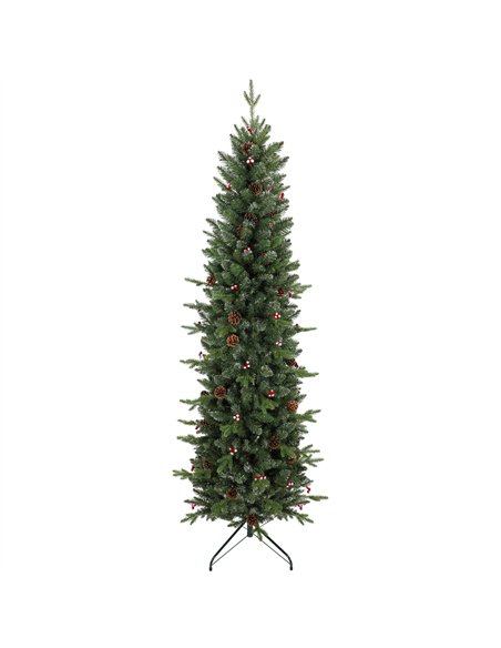 HOMCOM Slim Gracious Pine Xmas Tree, 7ft/210cm Artificial Christmas Tree with 904 Branch Tips, Foldable Steel Stand, Green - pic 208809 | FastDaddyshop