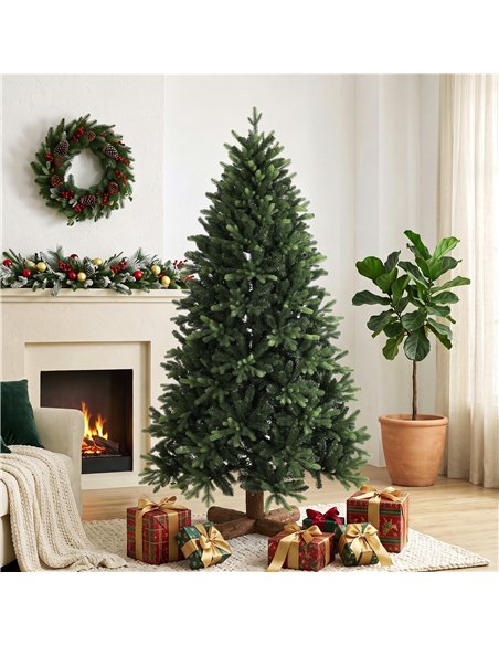 HOMCOM Artificial Christmas Tree, Hinged Xmas Tree with 2419 PE & PVC Branch Tips, 6ft, Green - pic 208819 | FastDaddyshop