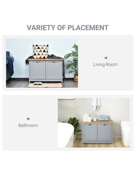 HOMCOM Shoe Cabinet, 2 Doors Hallway Cupboard, Storage Organiser with Shelf, Entryway Shoe Bench, Bathroom Furniture, Grey - pic 20882 | FastDaddyshop