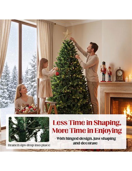 HOMCOM Artificial Christmas Tree, Hinged Xmas Tree with 2419 PE & PVC Branch Tips, 6ft, Green - pic 208823 | FastDaddyshop