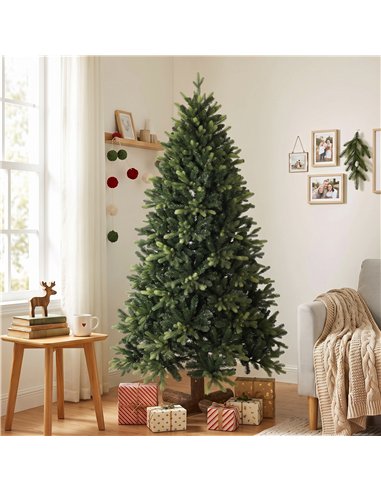 HOMCOM Artificial Christmas Tree, Hinged Xmas Tree with 2419 PE & PVC Branch Tips, 6ft, Green