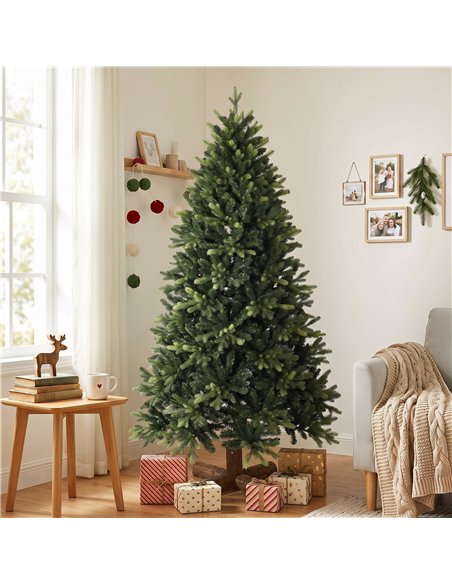 HOMCOM Artificial Christmas Tree, Hinged Xmas Tree with 2419 PE & PVC Branch Tips, 6ft, Green - pic 208825 | FastDaddyshop