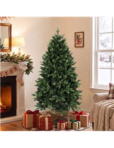 HOMCOM Artificial Christmas Tree, Hinged Xmas Tree with 1620 PE & PVC Branch Tips, 5ft, Green 2