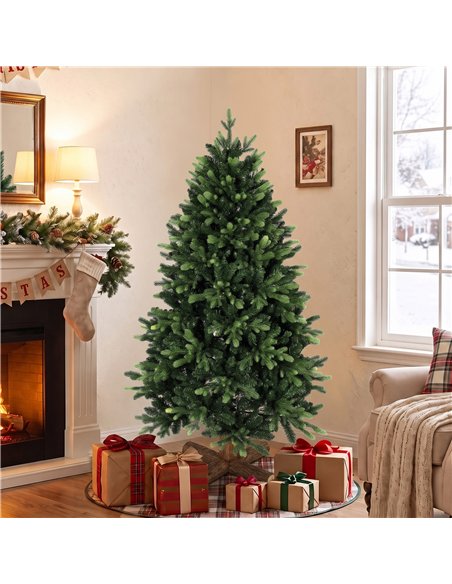 HOMCOM Artificial Christmas Tree, Hinged Xmas Tree with 1620 PE & PVC Branch Tips, 5ft, Green - pic 208828 | FastDaddyshop