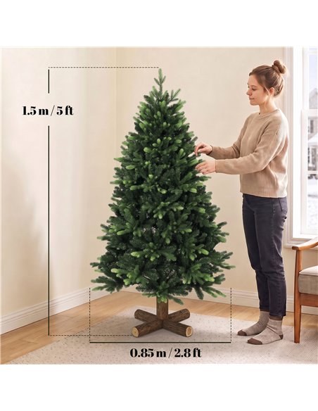 HOMCOM Artificial Christmas Tree, Hinged Xmas Tree with 1620 PE & PVC Branch Tips, 5ft, Green - pic 208829 | FastDaddyshop