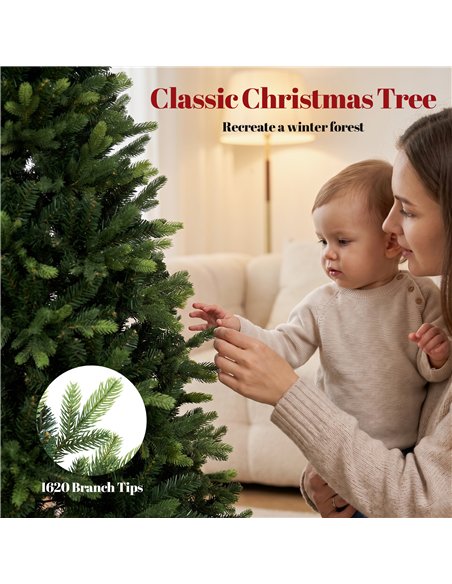 HOMCOM Artificial Christmas Tree, Hinged Xmas Tree with 1620 PE & PVC Branch Tips, 5ft, Green - pic 208831 | FastDaddyshop