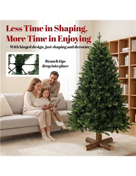 HOMCOM Artificial Christmas Tree, Hinged Xmas Tree with 1620 PE & PVC Branch Tips, 5ft, Green - pic 208832 | FastDaddyshop