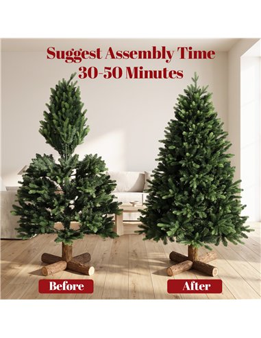 HOMCOM Artificial Christmas Tree, Hinged Xmas Tree with 1620 PE & PVC Branch Tips, 5ft, Green
