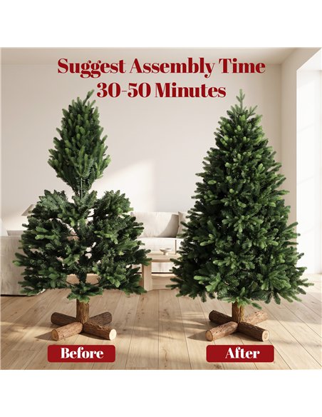 HOMCOM Artificial Christmas Tree, Hinged Xmas Tree with 1620 PE & PVC Branch Tips, 5ft, Green - pic 208833 | FastDaddyshop