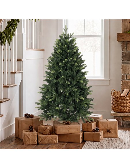 HOMCOM Artificial Christmas Tree, Hinged Xmas Tree with 1620 PE & PVC Branch Tips, 5ft, Green - pic 208834 | FastDaddyshop
