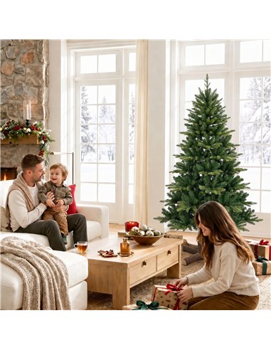 HOMCOM Artificial Christmas Tree, Hinged Xmas Tree with 1620 PE & PVC Branch Tips, 5ft, Green