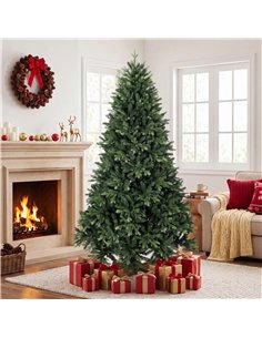 HOMCOM Artificial Christmas Tree, Hinged Xmas Tree with 3834 PE & PVC Branch Tips, 7ft, Green 2
