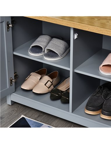 HOMCOM Shoe Cabinet, 2 Doors Hallway Cupboard, Storage Organiser with Shelf, Entryway Shoe Bench, Bathroom Furniture, Grey
