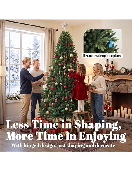 HOMCOM Artificial Christmas Tree, Hinged Xmas Tree with 3834 PE & PVC Branch Tips, 7ft, Green - pic 208841 | FastDaddyshop