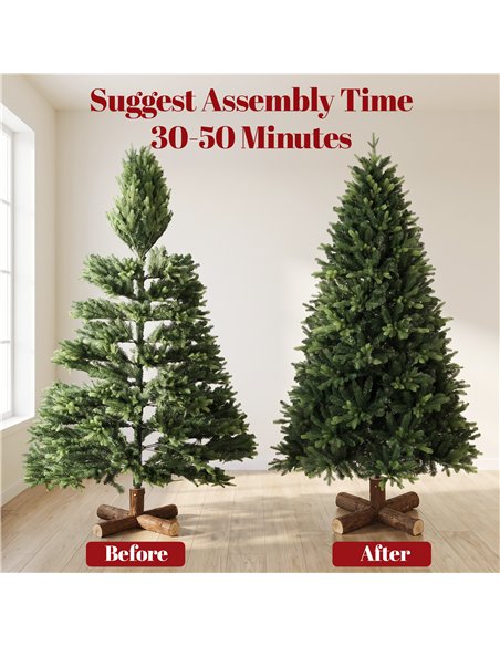 HOMCOM Artificial Christmas Tree, Hinged Xmas Tree with 3834 PE & PVC Branch Tips, 7ft, Green - pic 208842 | FastDaddyshop