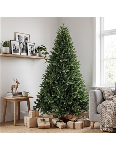 HOMCOM Artificial Christmas Tree, Hinged Xmas Tree with 3834 PE & PVC Branch Tips, 7ft, Green