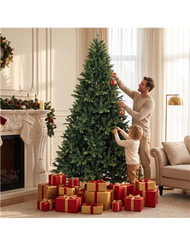 HOMCOM Artificial Christmas Tree, Hinged Xmas Tree with 3834 PE & PVC Branch Tips, 7ft, Green