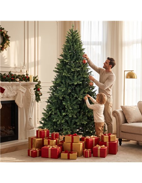 HOMCOM Artificial Christmas Tree, Hinged Xmas Tree with 3834 PE & PVC Branch Tips, 7ft, Green - pic 208844 | FastDaddyshop