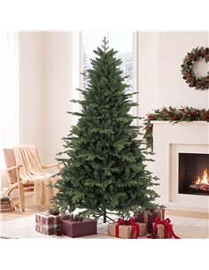HOMCOM 7ft Artificial Christmas Tree with 2080 Realistic Tips, Hinged Xmas Tree with Wide Shape for Home Office, Green 2