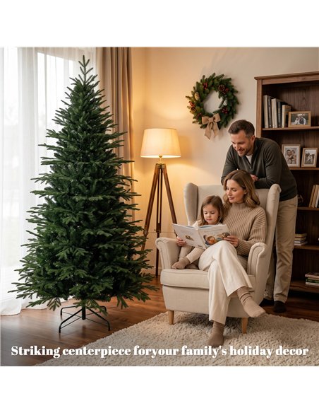HOMCOM 7ft Artificial Christmas Tree with 2080 Realistic Tips, Hinged Xmas Tree with Wide Shape for Home Office, Green - pic 208857 | FastDaddyshop