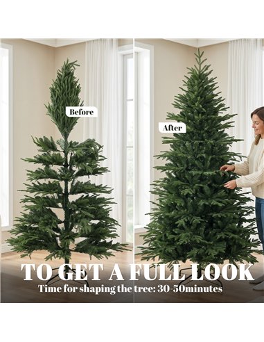 HOMCOM 7ft Artificial Christmas Tree with 2080 Realistic Tips, Hinged Xmas Tree with Wide Shape for Home Office, Green