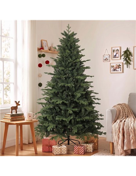 HOMCOM 7ft Artificial Christmas Tree with 2080 Realistic Tips, Hinged Xmas Tree with Wide Shape for Home Office, Green - pic 208861 | FastDaddyshop